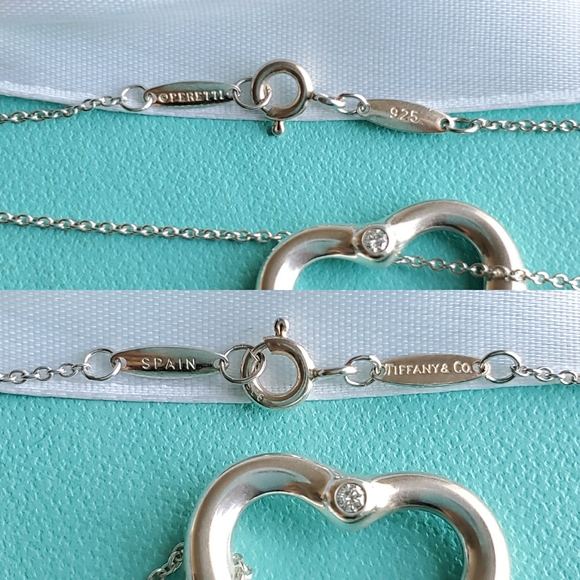 Diamond 22mm open heart pendant necklace - Picture 8 of 9